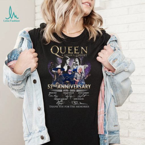 Queen + Adam Lambert 1970 2022 52nd Anniversary Signatures Thank You For The Memories Shirt