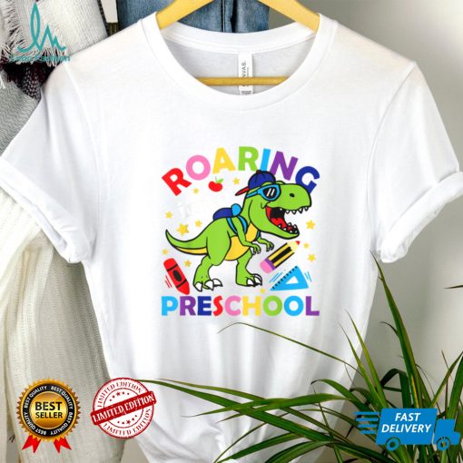 Roaring Into Preschool Dinosaur T Rex Back To School Teacher T Shirt