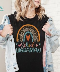 School Librarian Rainbow Leopard Print Librarian Funny T Shirt