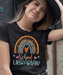 School Librarian Rainbow Leopard Print Librarian Funny T Shirt