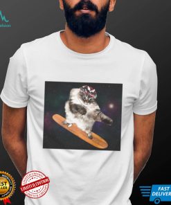 Skateboarder cat in space shirt