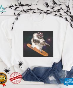 Skateboarder cat in space shirt