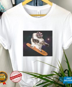 Skateboarder cat in space shirt