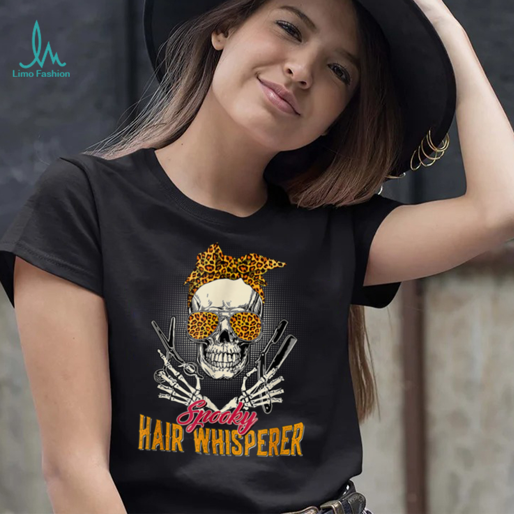 Spooky Hair Whisperer I'll Cut You Leopard Skull Haloween T Shirt