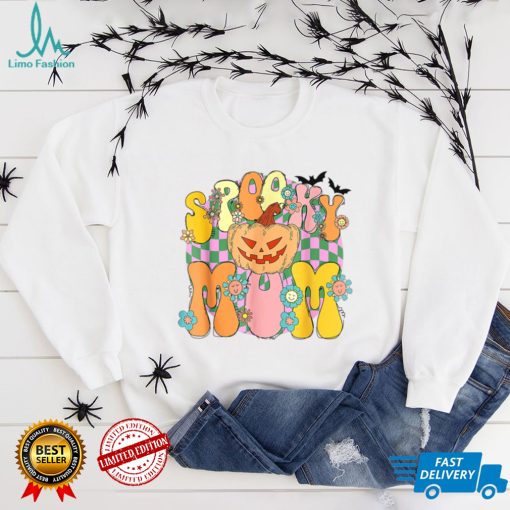 Spooky Mom Spooky Pumpkin Groovy Retro Halloween Spooky Boo T Shirt