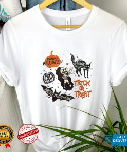 Spooky black cat pumpkin trick or treat halloween shirt