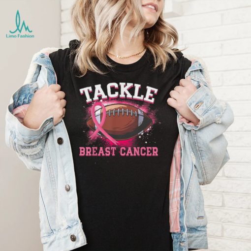 Tackle Football Pink Ribbon Breast Cancer Awareness Boys Kid T Shirt