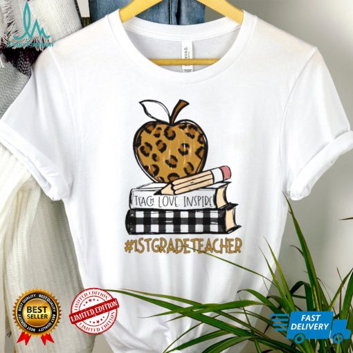 Teach Love Inspire 1st Grade Teacher leopard shirt