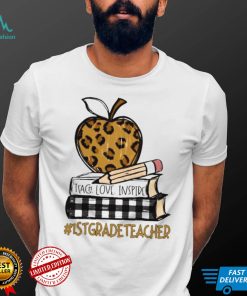 Teach Love Inspire 1st Grade Teacher leopard shirt