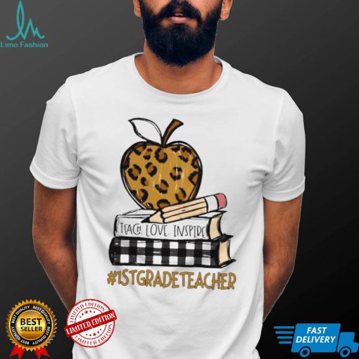 Teach Love Inspire 1st Grade Teacher leopard shirt