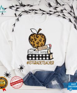 Teach Love Inspire 1st Grade Teacher leopard shirt