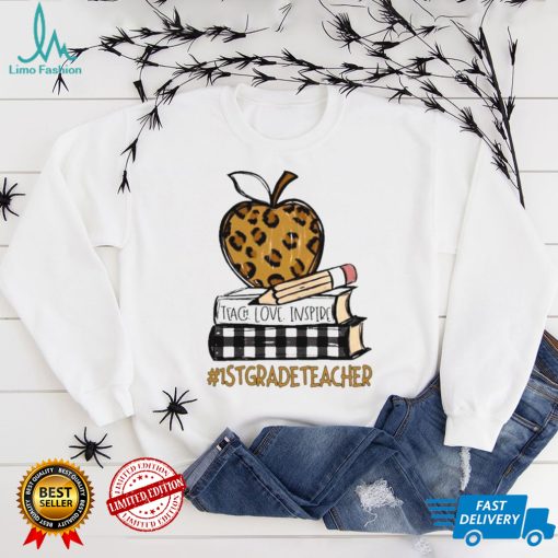 Teach Love Inspire 1st Grade Teacher leopard shirt