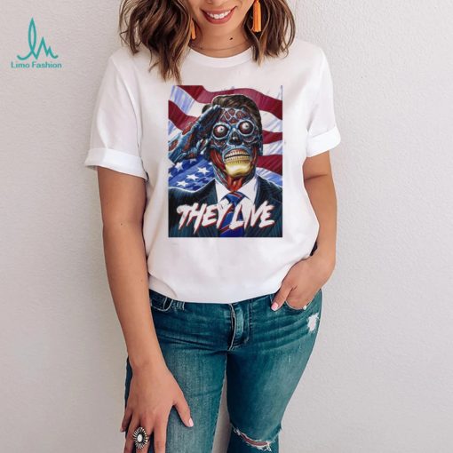 They live Obey and American flag t shirt