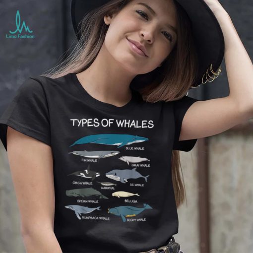 Types Of Whales Cute Ocean Mammals Dolphins Educational T Shirt