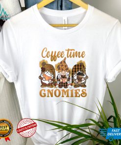 Womens Coffee Time Gnomies Leopard Plaid Sunflowers Cake Latte Cups V Neck T Shirt