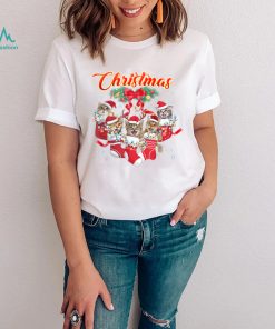 Xmas Cats Cute Cats in Christmas Stocking T Shirt