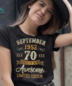 70 Years Old Gifts Vintage September 1952 70th Birthday T Shirt