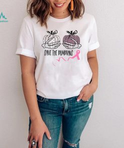 Halloween Skeleton Save The Pumpkins Breast Cancer T Shirt