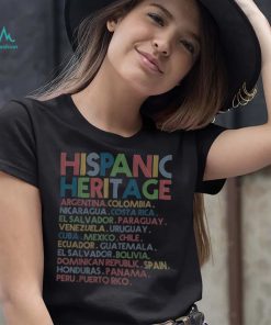 Hispanic Heritage Month Latino Countries Names Retro Vintage T Shirt