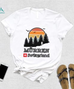 Mürren Hiking Forest Mountain Retro Sunset Switzerland Unisex T Shirt