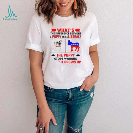 Nice what’s the difference between a puppy and a liberal the puppy stops whining when it grows up 2022 shirt