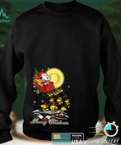 Oregon Ducks Ugly Christmas Sweaters Santa Claus With Sleigh And Snoopy Oregon Ducks T Shirt