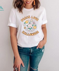 Peace Love Halloween Skull T Shirt
