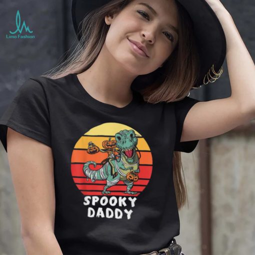 Pumpkin Riding Mummy Dinosaur T rex Halloween Shirt