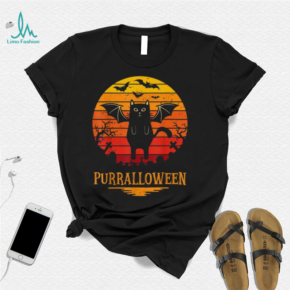 Purralloween Ghost Black Cat Halloween Shirt