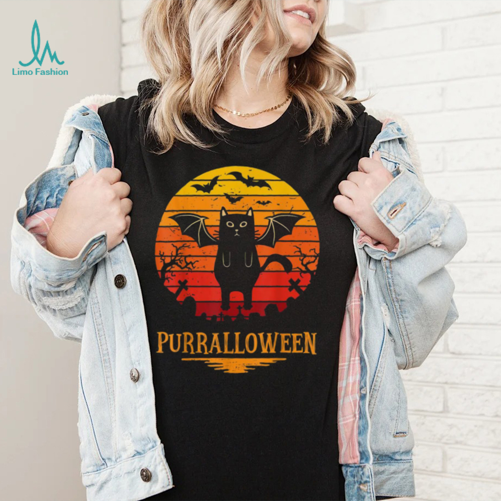 Purralloween Ghost Black Cat Halloween Shirt Purralloween Ghost Black Cat Halloween Shirt
