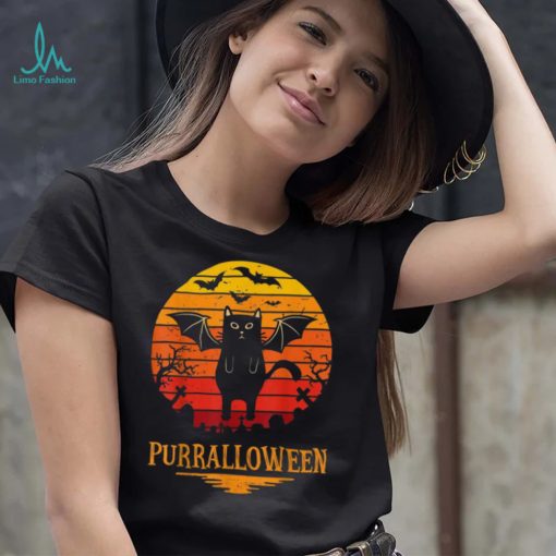 Purralloween Ghost Black Cat Halloween Shirt