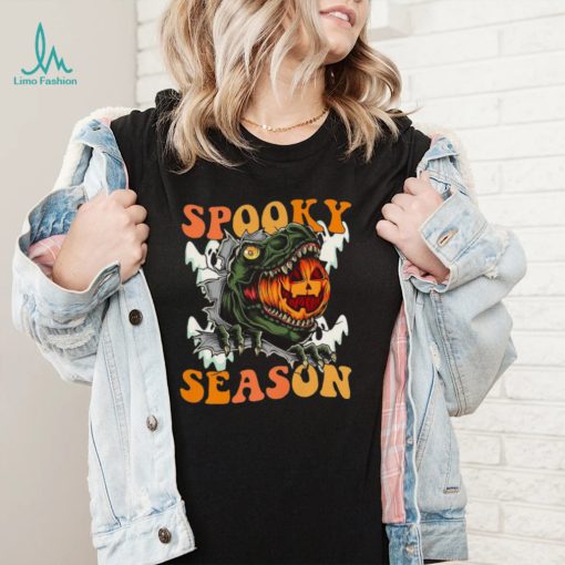 Scary Dinosaur Pumpkin Spooky Season Happy Halloween Shirt
