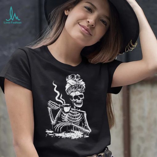 Skeleton Coffee Messy Bun Design Shirt