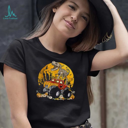 Skeleton Dinosaur Drive Monster Truck Skull Halloween Shirt