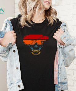 Skeleton Face Hat Retro Sunset Halloween Shirt