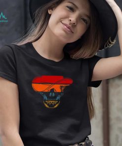 Skeleton Face Hat Retro Sunset Halloween Shirt