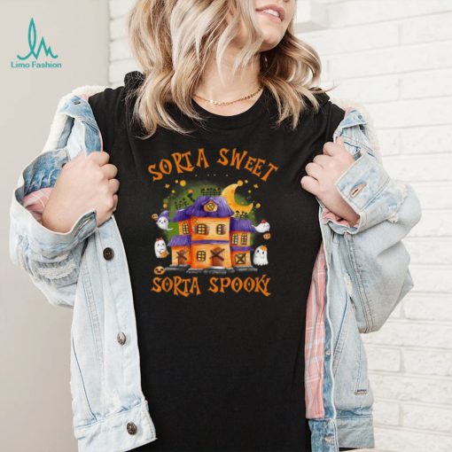 Sorta Sweet Sorta Spooky Watercolor Haunted House Shirt