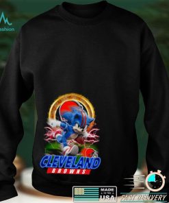 Ultra Sonic The Hedgehog Playing Rugby Football Cleveland Browns T Shirt