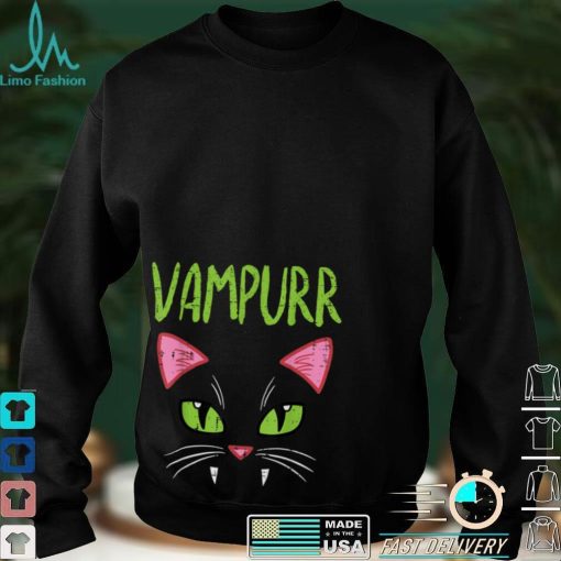 Vampurr Vampire Cat Funny Halloween Costume Women Girls T Shirt