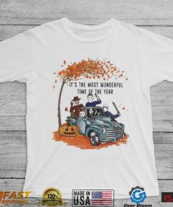 2owUJBWy Michael Myers and Freddy Krueger Wonderful Time of year T shirt3