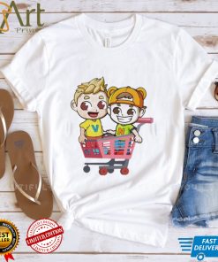 Animated vlad and nikI in the shopping cart shirt