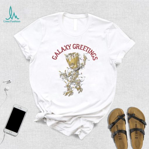 Baby Groot Galaxy Greetings Christmas Light Shirt
