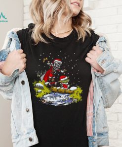 Baby Yoda Christmas T shirt Mandalorian And Baby Yoda Walking Under The Snow1