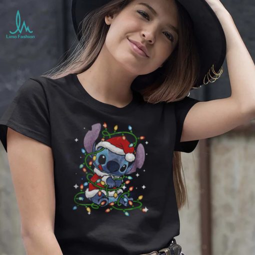 Cartoon Design Santa Hat Present Holiday Stitch Christmas shirt