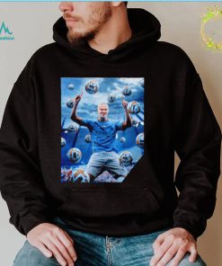 Erling Haaland has 17 league goals halfway towards the record for most goals in a Premier League season shirt
