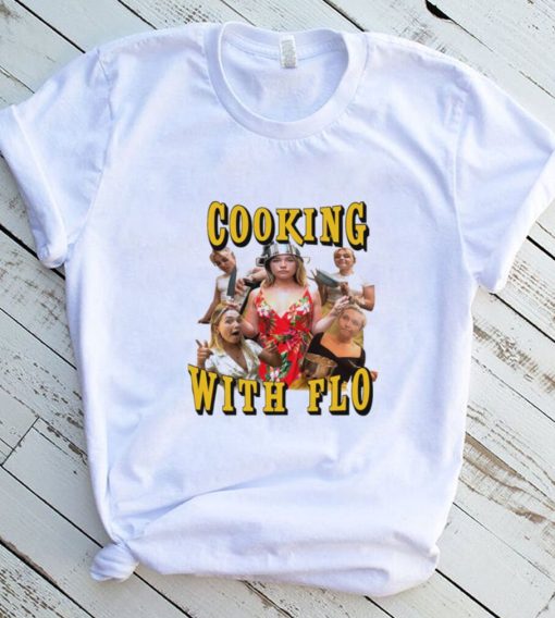 Florence Pugh Holding Cooking With Flo Shirt