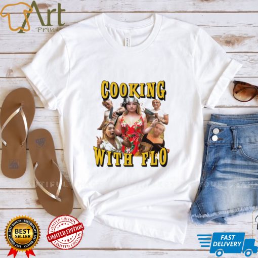 Florence Pugh Holding Cooking With Flo Shirt