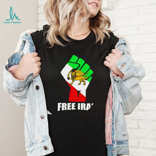 Free Iran unity fist with lion logo shirt