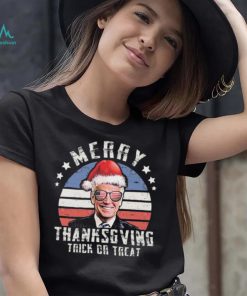 Funny Joe Biden Merry Thanksgiving USA Flag Anti Biden T Shirt