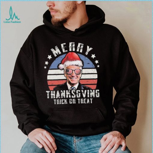 Funny Joe Biden Merry Thanksgiving USA Flag Anti Biden T Shirt